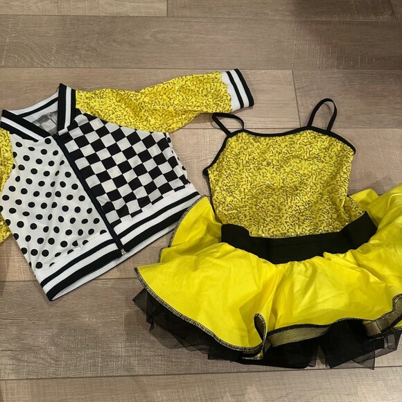 WEISSMAN LARGE CHILD YELLOW BLACK AND WHITE DANCE COSTUME #10101 - Picture 1 of 10